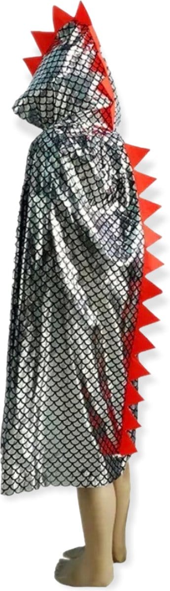 Jobber Toys Dino Pak Kinderen - Dinosaurus Cape 110 cm - Zilver/Oranje
