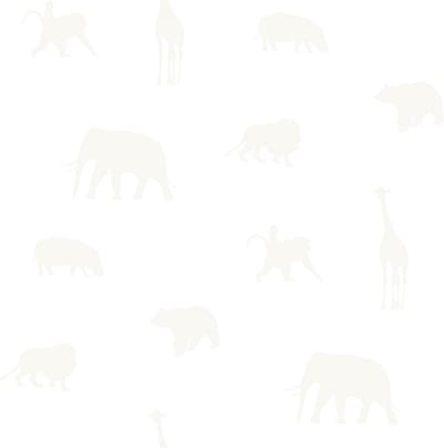 Origin Wallcoverings behang dieren mat wit en glanzend zilver - 53 cm x 10.05 m - 347688
