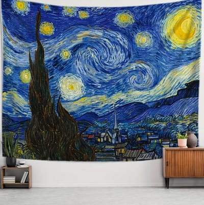 Allernieuwste.nl® Spectaculair Wandkleed Van Gogh Sterrennacht - Kunstzinnige Sfeer - 200 x 150 cm