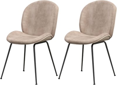 COSTWAY Set van 2 eetkamerstoelen, keukenstoel, gestoffeerde stoel, fluweel met metalen frame, gestoffeerde stoel eetkamer voor woonkamer en slaapkamer, bruin