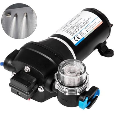 VEVOR Waterpomp Hoge Druk Membraan 12 V, Hoge Druk Waterpomp 17 L/min, Zelf Aanzuigende Membraanpomp 2 m, 3-Kamer Membraan, Membraanpomp met Thermische Beveiliging, voor Auto, Marine, Campers