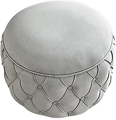 Ronde opbergpoef, fluwelen poef voetenbank, premium voetenbank poef met opbergruimte, moderne opbergpoef poef voor woonkamer slaapkamer-grijs 58x58x43cm (23x23x17inch)