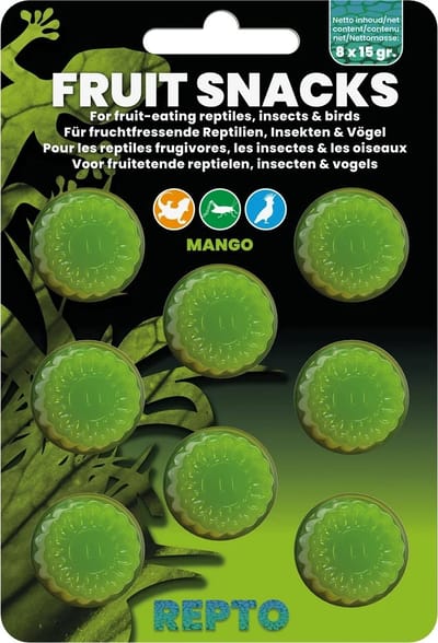 Repto Fruit snacks mix 8x15 g gelcups voor reptielen, vogels en insecten Mango