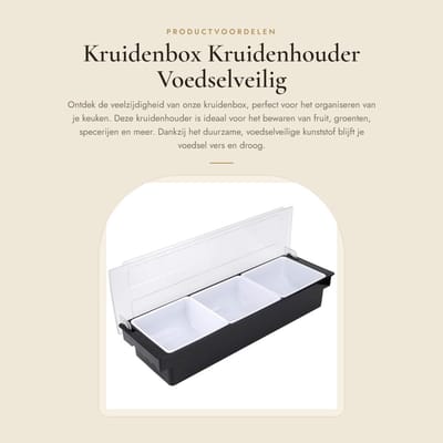 Dailygoods- Kruidenbox met deksel - Voedselveilig kunststof - Multifunctionele opslag - Transparante afdekking - Ergonomische grepen - Gemakkelijk te reinigen - Opslagbox