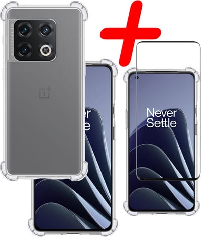 Hoesje Met Screenprotector - Geschikt voor OnePlus 10 Pro - Sterk & Shockproof - Siliconen Case - Back Cover - Telefoon Hoes - Shock Proof - Transparant