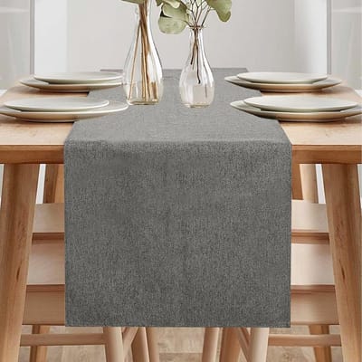 Tafelloper, waterdichte tafelloper, modern, loper, tafel, lente, modern, groen voor buiten, balkon, binnen, feestdecoratie (donkergrijs, 40 x 140 cm)