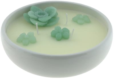 Home Society - Kaars - Kaars in Schaal - Flower - Celadon/Wit - 15x15x5cm - Lente