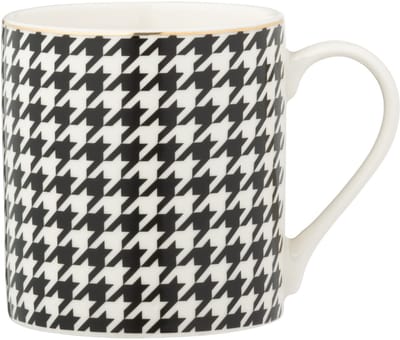 J-Line mok Pied-Poule - porselein - wit/zwart