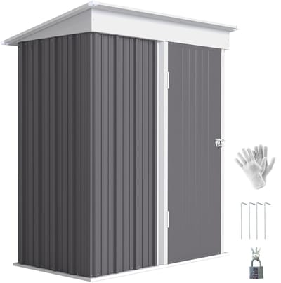 Outsunny Garden Storage Shed-Verzinkt staal-161L x 95B x 181H cm-Grijs