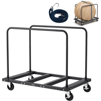 VEVOR Platenwagen, 816 kg, transportwagen met 12,5 mm zwenkwielen, platenrol, buisklemwagen met spanband en 2 zijleuningen, transporthulpmiddel voor fabriek, magazijn, garage, zwart