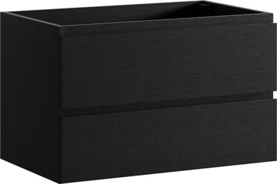 Badplaats Wastafelkast Angela 80 x 48 cm – Zwart Houtnerf – Hangend Wastafelmeubel Met Lades