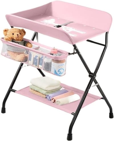 Draagbare Verschoontafel - Baby Luierstation - Baby Verzorging - Opvouwbaar Ontwerp - Compact Formaat - Roze
