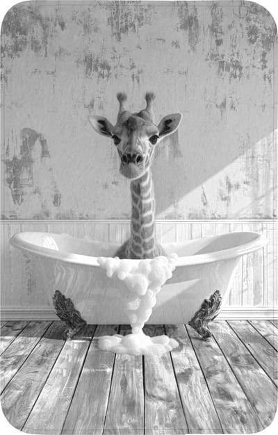 WC mat 50x80 cm - Antislip - Giraffe - Dier - Badkuip - Vintage - Zwart - Wit - Toiletmat - Vloermat - Douchemat - Toilet tapijt - Toiletmatten