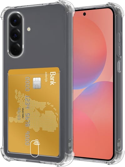 Hoesje - Geschikt voor Samsung Galaxy A36 - Met Pashouder en Kaarthouder - Telefoon Hoes Shockproof - Siliconen Case - Back Cover - Shock Proof - Pasjes Houder - Transparant