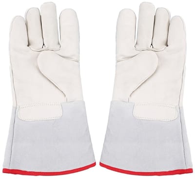 Beschermende Handschoenen voor Lage Temperatuur, 36 cm, Ideaal voor Vrieswerk, Droogijs en Vloeibaar Stikstof, Veiligheidswerkhandschoenen van Koeienleer