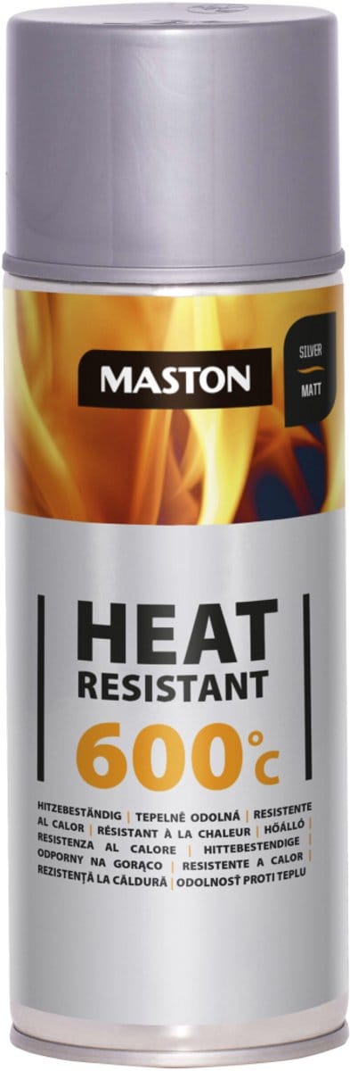 Maston Heat Resistant 600°C - Mat - Zilver - Hittebestendige Spuitverf - 400 ml - hittebestendige lak