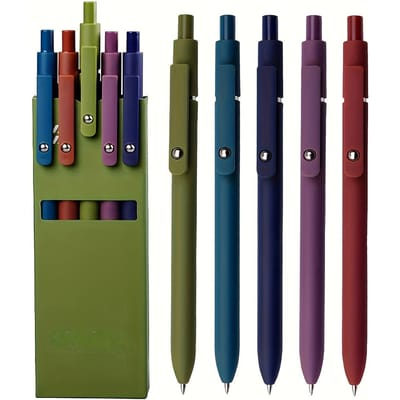 Lot de 5 stylos gel à séchage rapide, pointe fine 0,5 mm, rétractables, écriture fluide, design élégant, couleurs assorties – Idéal pour l'école, le bureau, l'agenda et comme cadeau