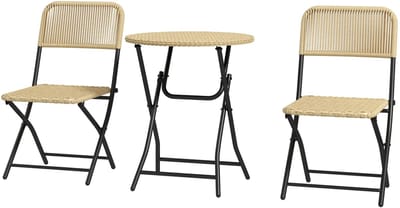 Balkonset 2 personen - Tuinset - Bistroset - Geel - Weerbestendig - 3 delig - Tuintafel en 2 stoelen - 2 personen - Gecoat staal - Onderhoudsvrij staal
