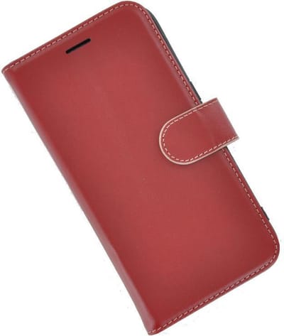 Donkerrood Echt Leer Booktype Wallet Case Portemonneestijl Pearlycase Hoesje voor Samsung Galaxy S7 Edge