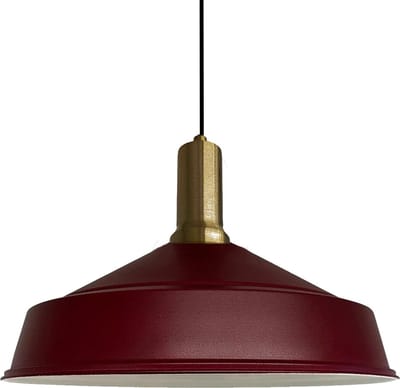 Bamyum Hanglamp Eettafel Hout Ø40 cm, Industriële Hanglamp, Bordeaux Metalen