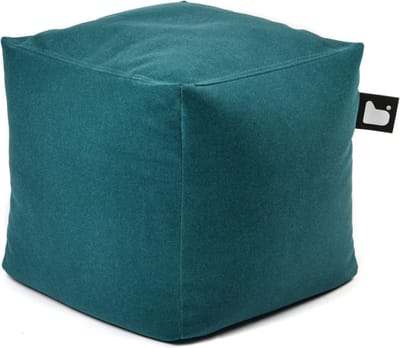 Extreme Lounging - b-box suede - vierkante poef - voor binnen - zacht suede stof - 40x40cm - teal