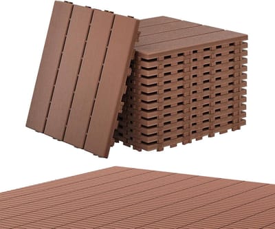 Balkontegels Houtlook - Terrastegels Kunststof - Buiten Vloer Bedekken - Kliksysteem Makkelijk - 5 m² - Bruin