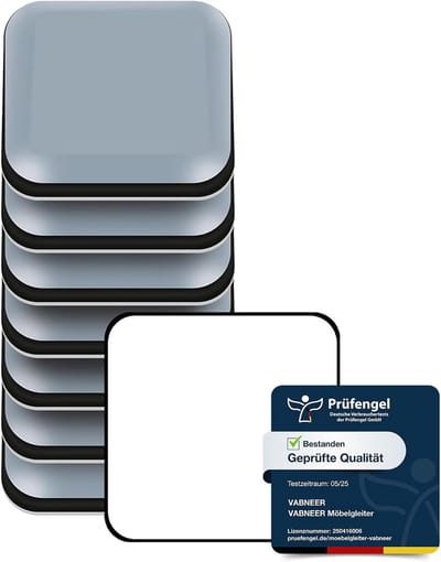 Set van 8 Zelfklevende Meubelschuivers PTFE 45x45mm voor Harde Vloeren en Tapijt