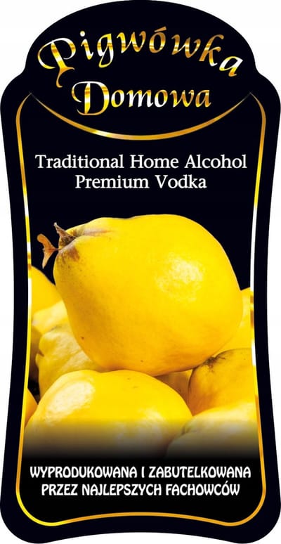 Bimberek Pigwówka - Decoratieve Fles - 500ml - Sterk Glas - Zwart Lakzegel