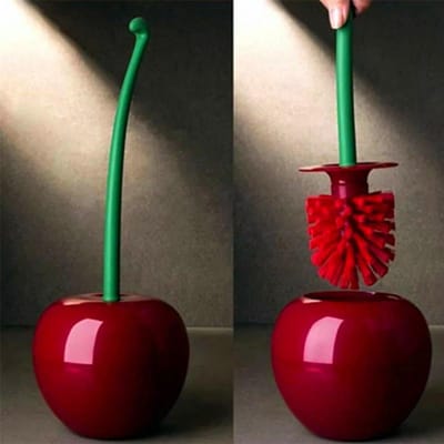 Creatieve Kersen Vorm Badkamer Toiletborstel Set Multifunctionele Vloerstaande Borstel Zonder Dode Hoek Borstel 1pc lichte wijnrode kleur