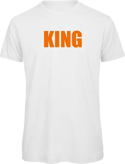 T-shirt wit XXL - King - soBAD. - Koningsdag - Oranje shirt dames - Oranje shirt heren - Unisex - Regular fit
