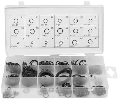 225 Stuks Retaining Rings Snap Clips voor Opslag - 18 Verschillende Maten met Plastic Opbergdoos voor Binnen en Buiten Gebruik