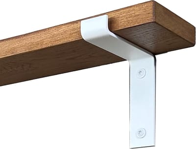 GoudmetHout® Wandplank Industrieel - 40 x 10 cm Muurplank - Donker Eiken Hout - Decoratie Wandrek & Boekenrek - Hangplank Keuken - Wall Shelf + 2 Mat Witte Plankdragers van Staal