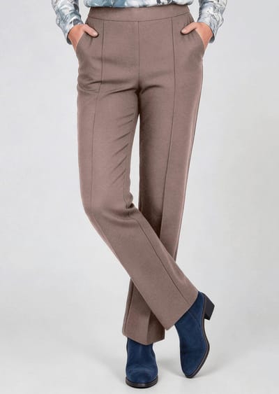 Broek CARLA van zacht jersey flanel - taupe - Gr. 19 van Goldner Fashion