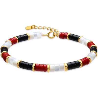 Luxenter Armband van 925 sterling zilver en koraal met 18-karaats geelgouden afwerking - Siraba