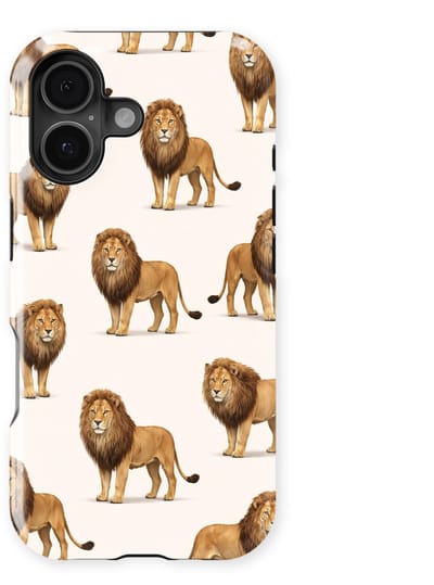 Safari Tough Case geschikt voor iPhone 16 | Premium hoesje met Safari Dieren Design | Geschikt voor Mag | Dieren Print Backcover geschikt voor iPhone 16 Leeuw