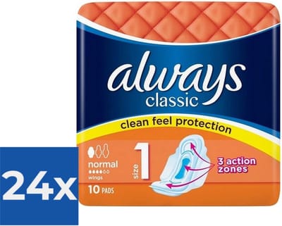 Always Classic Normal met vleugels 10 stuks - Voordeelverpakking 24 stuks