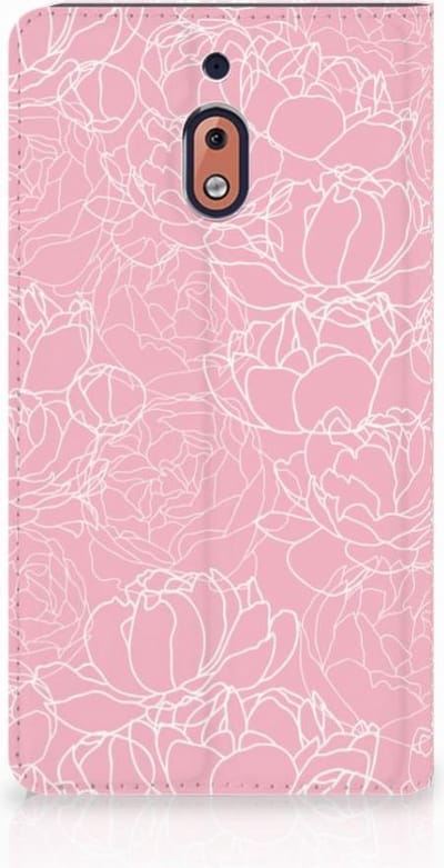 Book Case voor Nokia 2.1 2018 Smart Cover White Flowers