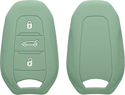 kwmobile autosleutel hoesje geschikt voor Peugeot Citroen 3-knops Smartkey autosleutel (alleen Keyless Go) hoes - TPU autosleutel behuizing - Beschermende auto sleutel case - Sleuteletui in vintage groen