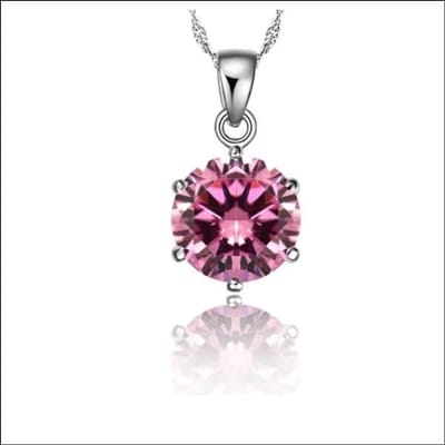 Aramat Jewels | Halskettingen | Zilveren Dames Halsketting met Ronde Zirkonia | Roze | |1,5mm | Zilver | Volwassenen | Verkleurd niet
