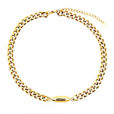 Dottilove Hexagon Ketting Dames - Geel Gold Plated op RVS - Cubaanse Schakelketting