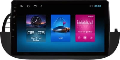 Autoradio met bluetooth - Carplay - Voor FIAT 500 (2007-2014) - Geschikt voor Apple en Android - Stereo - Navigatie - Navigatiesysteem auto - 1GB 16GB - 9"