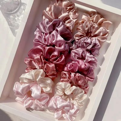 16 stuks effen kleur elastische haarkrullen, zachte satijnen haarelastiekjes, veelzijdige casual haaraccessoires voor vrouwen scrunchy haarelastiekjes 16PCS brown