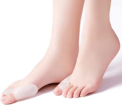 Siliconen hallux valgus beschermer met teenspreider | teencorrector | wit | 1 paar