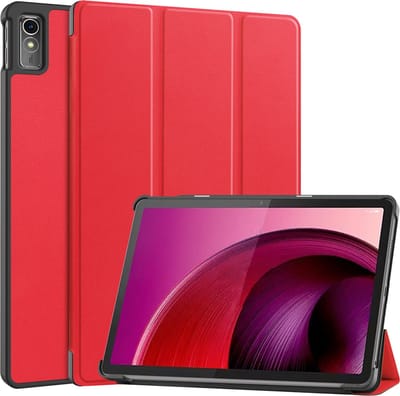 Hoesje Geschikt voor Lenovo Tab M10 5G - Dun & Stevig - Trifold Bookcase - Hard Cover - Hardcover Book Case - Tablet Hoes - Rood