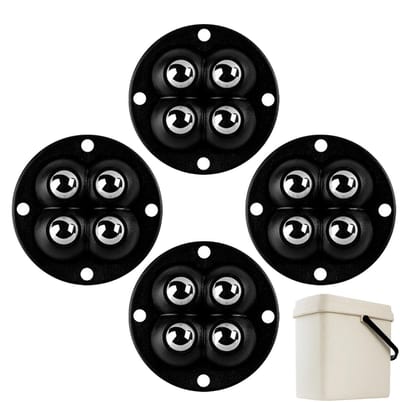 4 stuks zelfklevende wielen - 360° zelfklevende wielen - Wordt geleverd met 4 roestvrijstalen ballen Glad balontwerp - Geen boren vereist voor installatie - Geschikt voor thuisgebruik - Geschikt voor kleine apparatenorganizers, prullenbakken - Zwart
