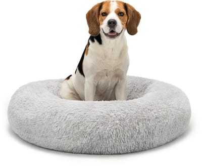 lionto Donut hondenbed, zacht pluche & verhoogde rand 80 cm lichtgrijs