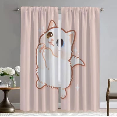 Leuke Kat Anti-muggengordijnen voor Woonkamer Gordijn Halloween Decoratie Keukengordijnen 2 Stuks Tule voor Slaapkamer Shades W50xH70cmx2pcs-CL gray