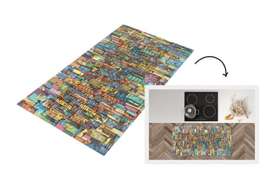 Keukenloper - Loper keuken - New York - Kleuren - Kunst - 120x60 cm - Keukenloper vinyl