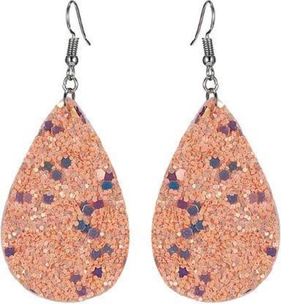 Fako Bijoux® - Oorbellen - Druppel - Glitter - Kunstleer - Roze