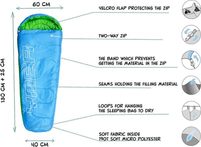 Sleeping Bag for Kids - Ultralight Mummy Sleeping Bag with Hood - Ideal for Camping Travel Hiking Festival Outdoor Camping Camping Tourism
